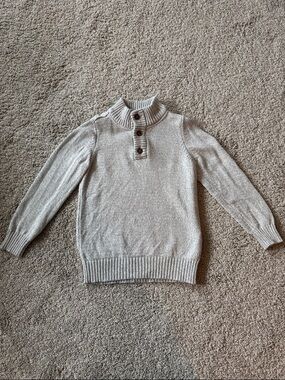 Carter's Boys Light Gray Button-Neck Sweater